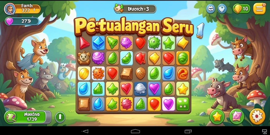 Tangkapan layar menunjukkan keseruan gameplay Match-3 di 2739.