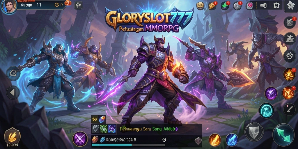 Screenshot gameplay GLORYSLOT777 yang menampilkan aksi seru di dunia MMORPG.
