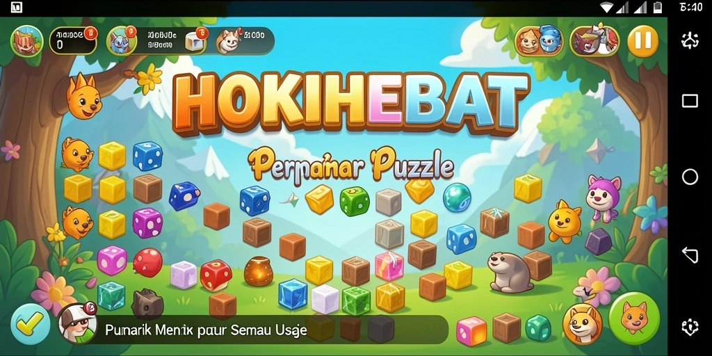 Screenshot gameplay HOKIHEBAT menampilkan tantangan Puzzle yang mengasyikkan.