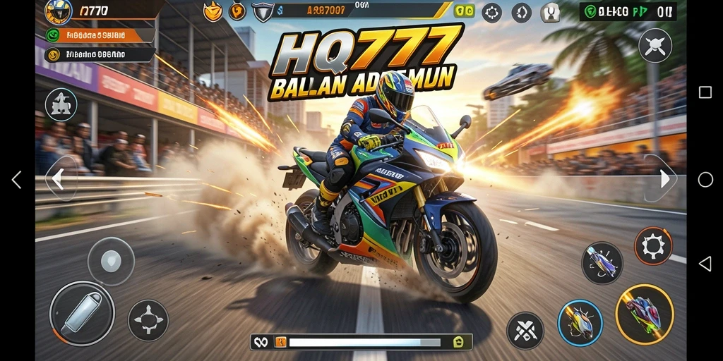 Screenshot menampilkan balapan motor yang mendebarkan dan penuh aksi.