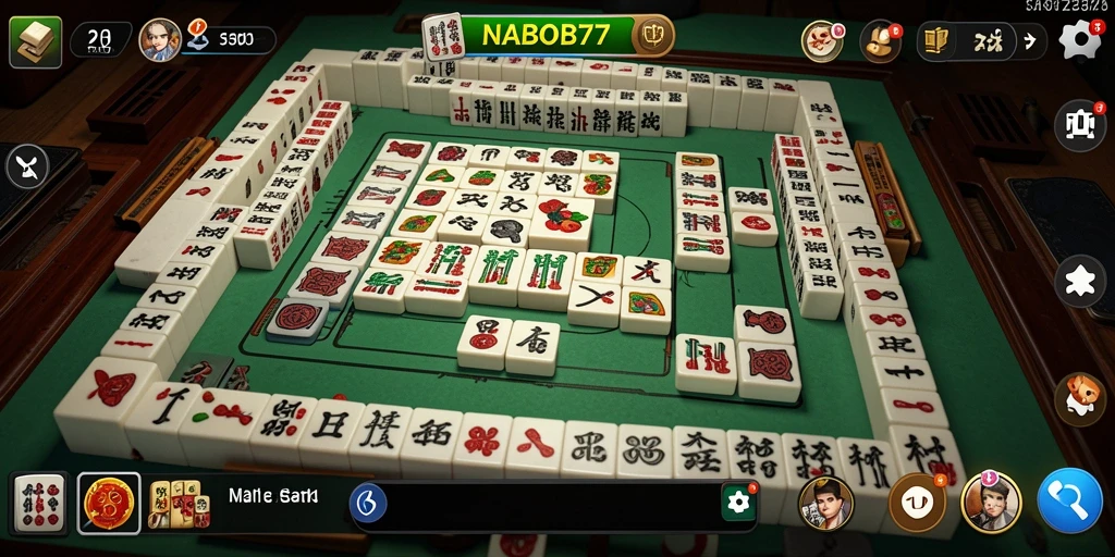 Tampilan gameplay seru NABOB77 dengan ubin Mahjong yang menarik.