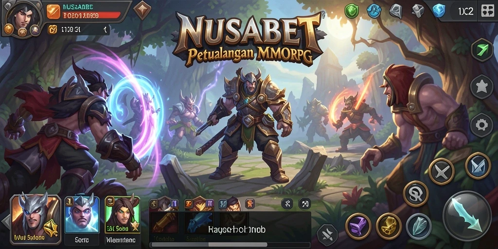 Tampilan gameplay NUSABET menampilkan pertempuran seru di dunia fantasi.