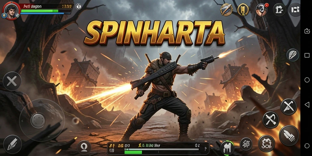 Tampilan aksi seru dari gameplay SPINHARTA yang memikat.