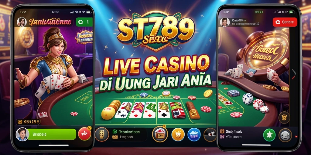 Screenshot permainan Live Casino ST789 dengan dealer profesional yang menghibur.